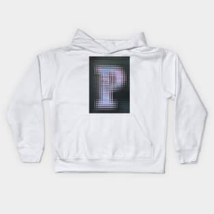 CAPITAL LETTER P. BLURRED but BOLD UPPER CASE Kids Hoodie